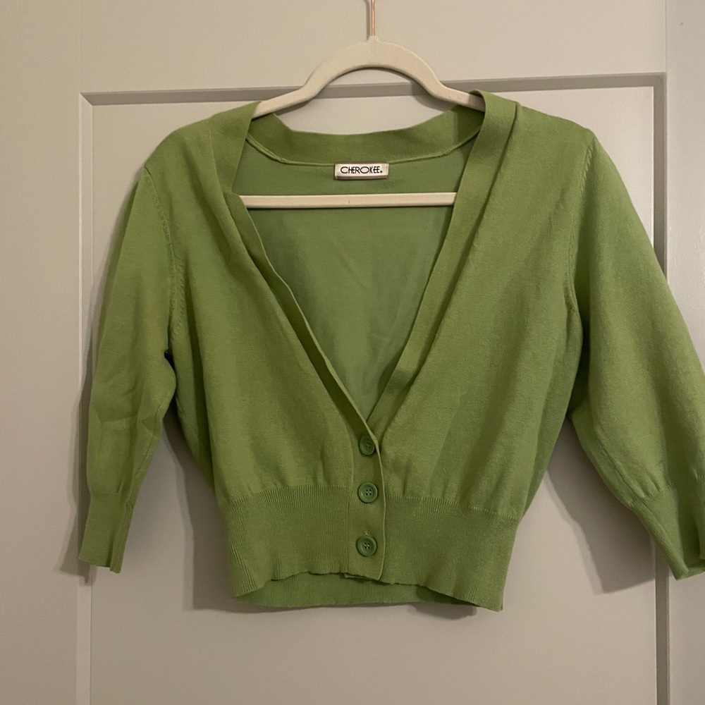 Cherokee green cardigan size 14/S